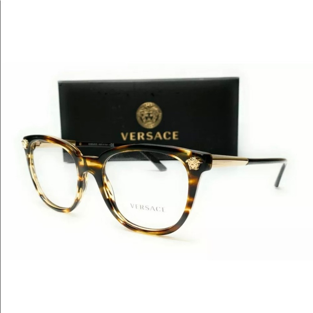 Versace VE3242 5202 Striped Havana Eyeglasses 54mm